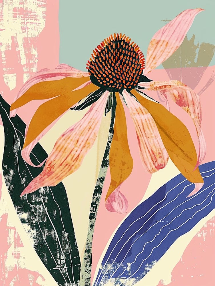 Colourful Flower Illustration Coneflower 4