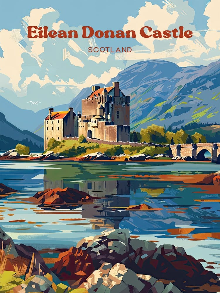 Eilean Donan Castle Vintage Travel Art