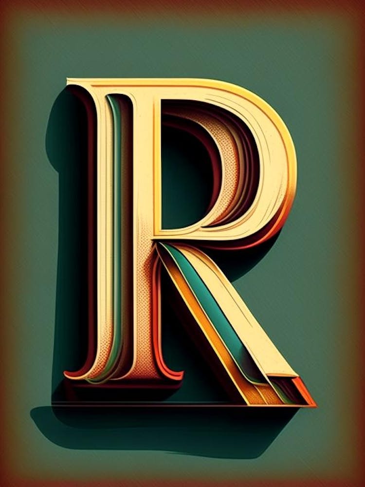 R, Letter, Alphabet Retro Drawing 2
