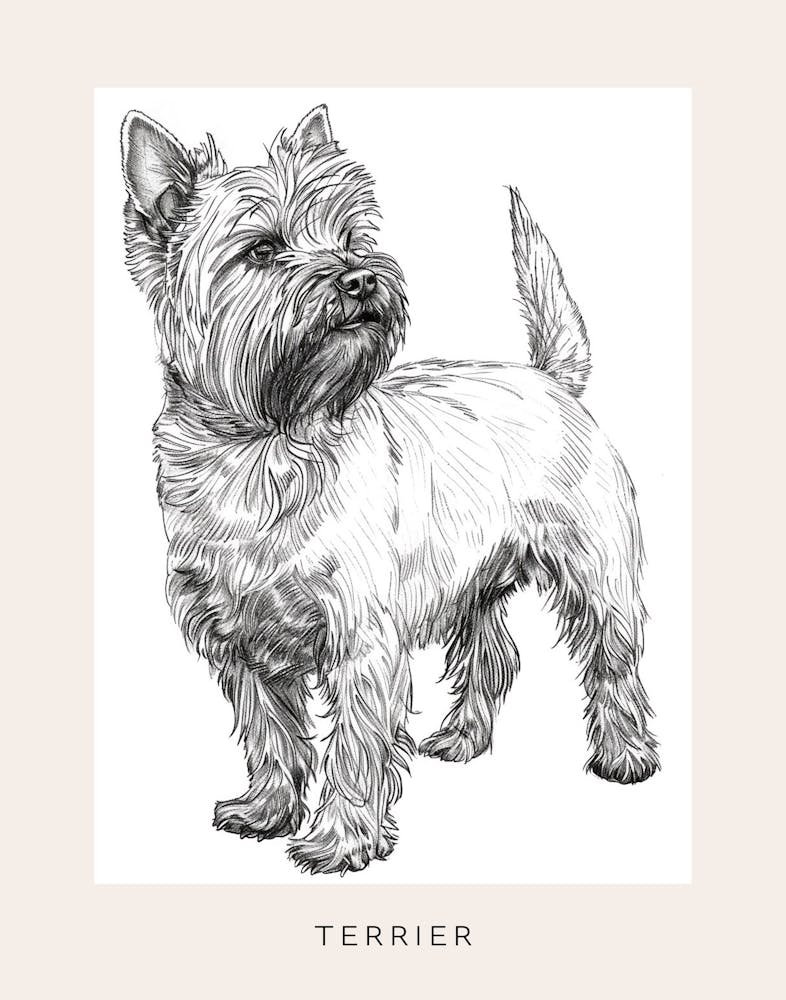 Niedlicher Terrier Linienzeichnung Poster