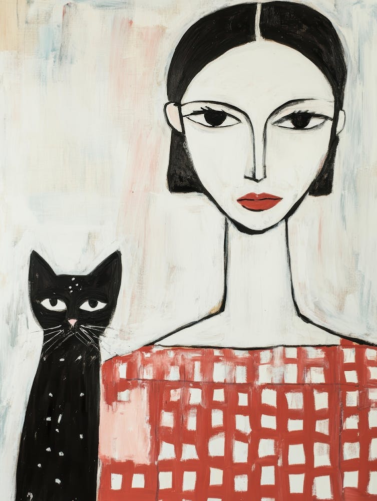 Woman And A Cat 1
