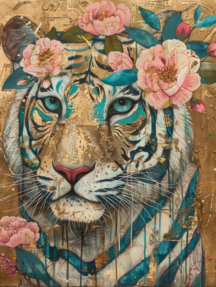 Tigre avec des fleurs 8