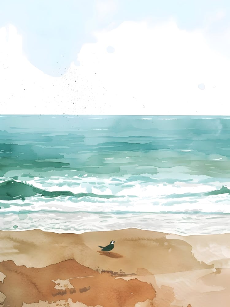 Watercolor Of A Beach 4