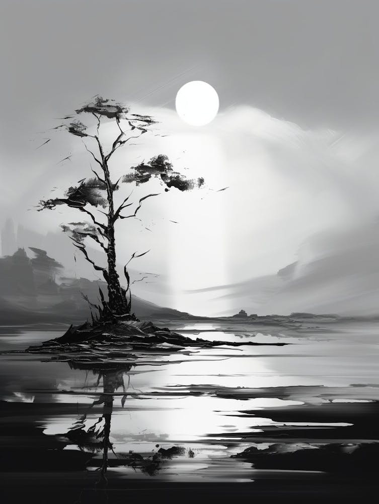 Tranquility Abstract Black And White 2