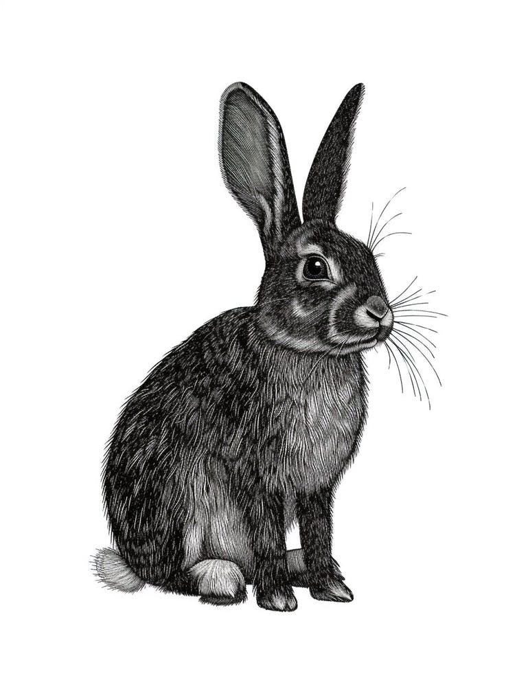 English Spot Blockprint Rabbit Illustration 4