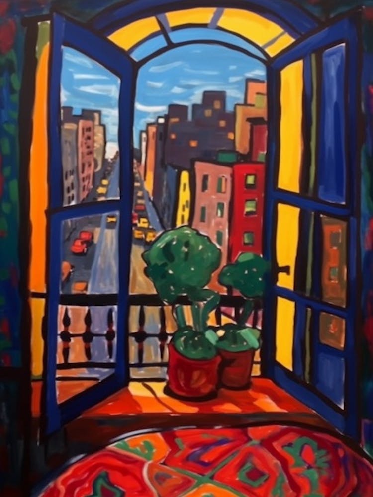Window View Of New York In The Style Of Fauvist 3