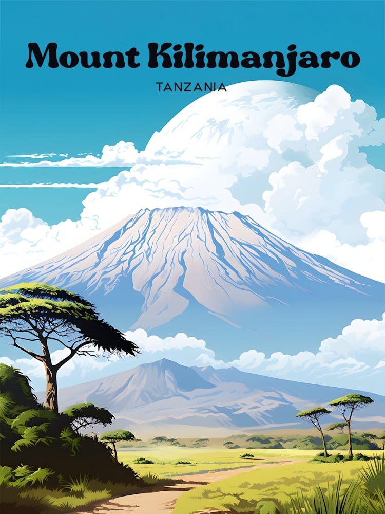 Mount Kilimanjaro Tanzania Sightseeing Travel Illustration