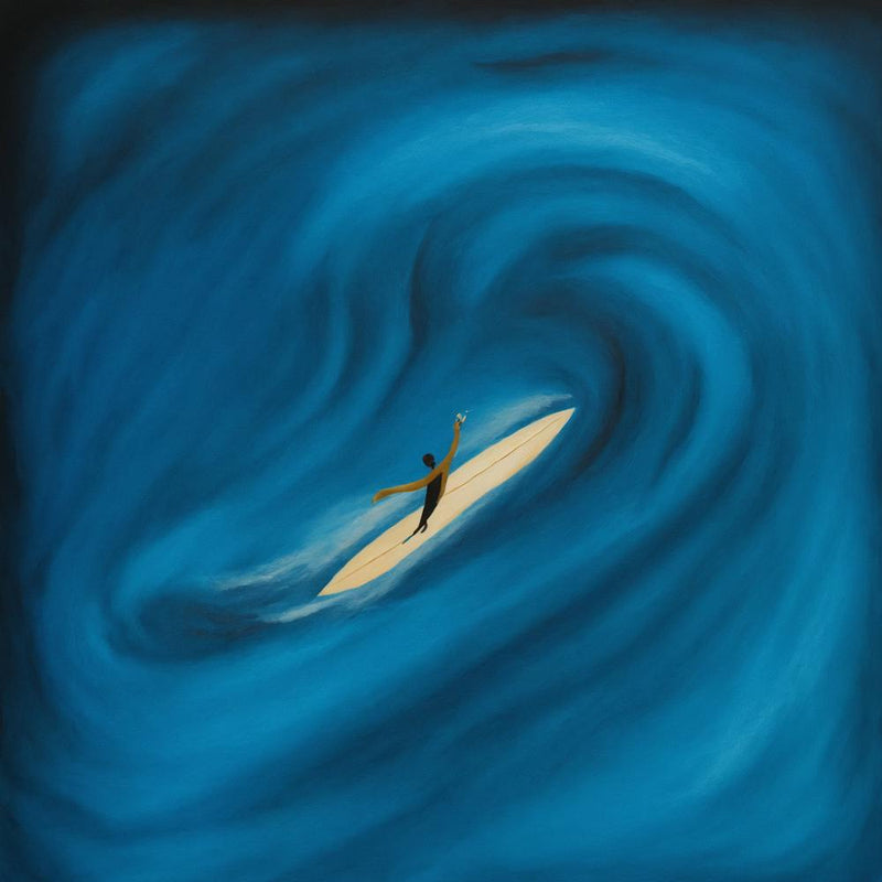 A Lone Surfer Rides The Waves Acrylic Painting