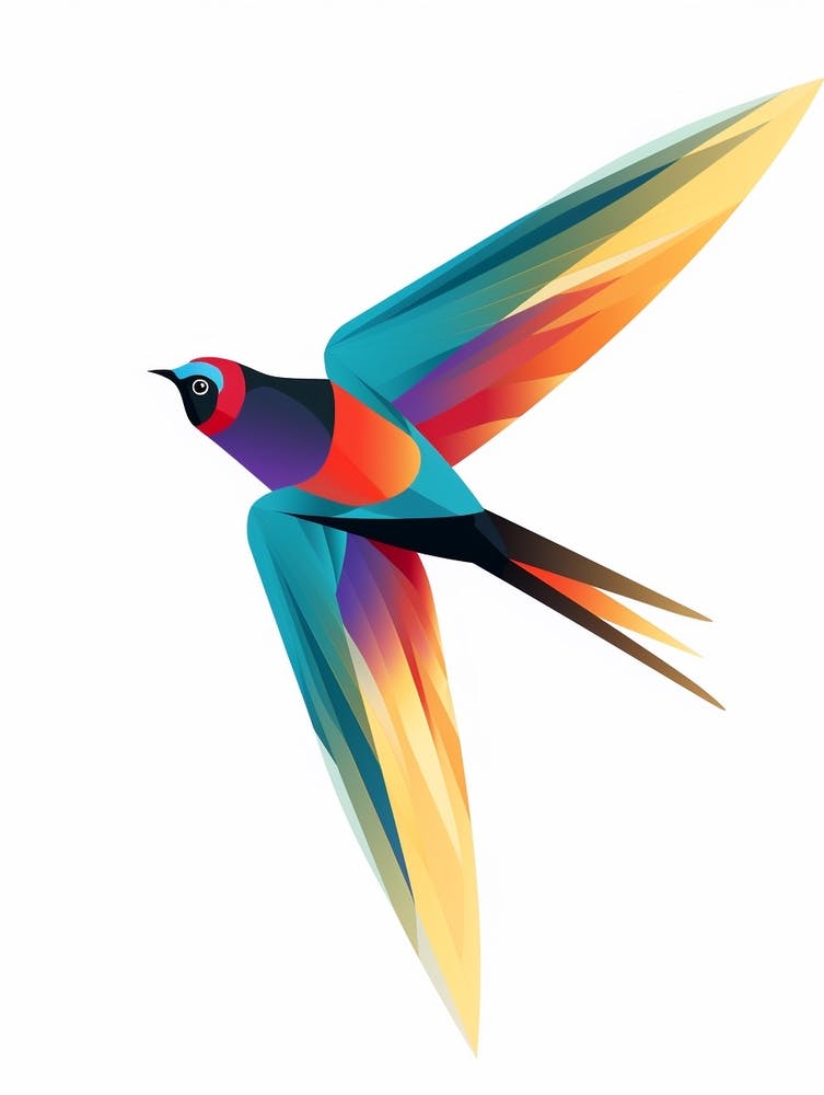 Colourful Geometric Bird Chimney Swift