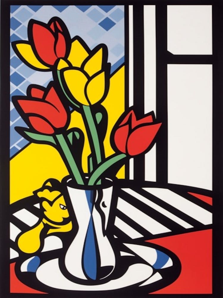 Tulips Flower Still Life  3 Pop Art Style
