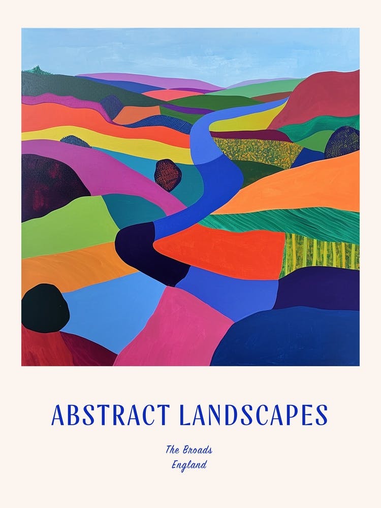 Colourful Abstract The Broads England 4 Poster Blue
