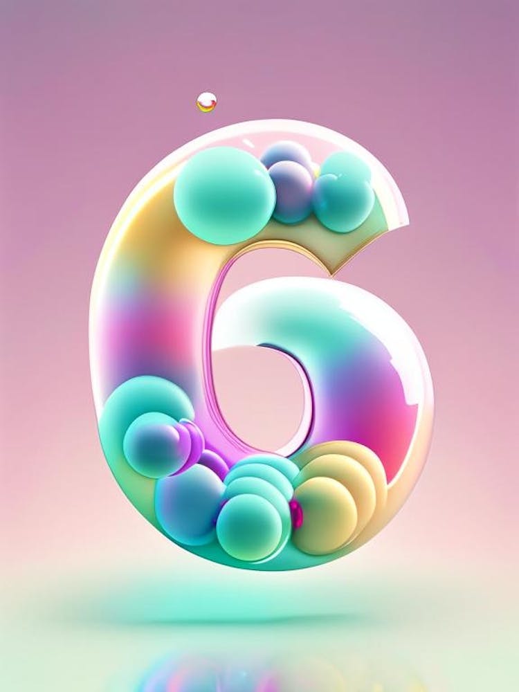 6, Number, Education Bubble Rainbow 1
