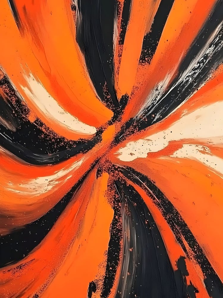 Abstract Orange And Black Painting