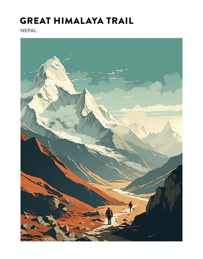 Great Himalaya Trail Nepal 3 Wanderweg Landschaft Poster