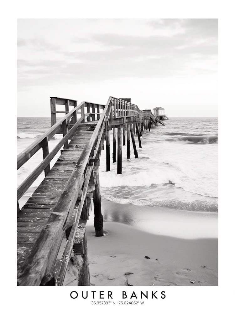 Poster Of Outer Banks, Black And White Analogue Photograph 1