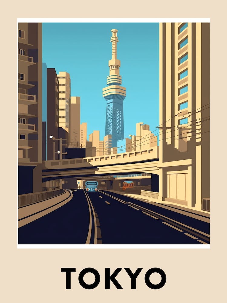 Tokyo 5 Vintage Travel Poster