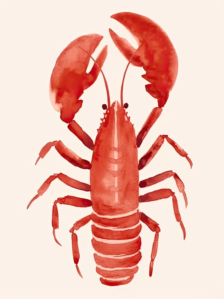 Lobster Red Langosta Watercolor Kitchen
