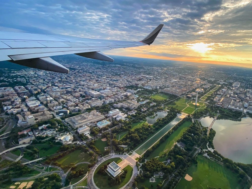 Aerial View Of Lincoln Monument At Sunrise, Washington DC (Shots From Planes Series)