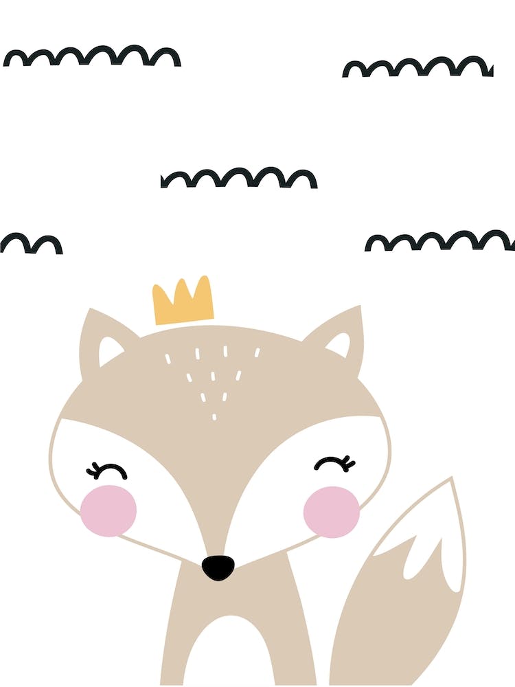 Scandi Beige Fox With Crown Zig Lines