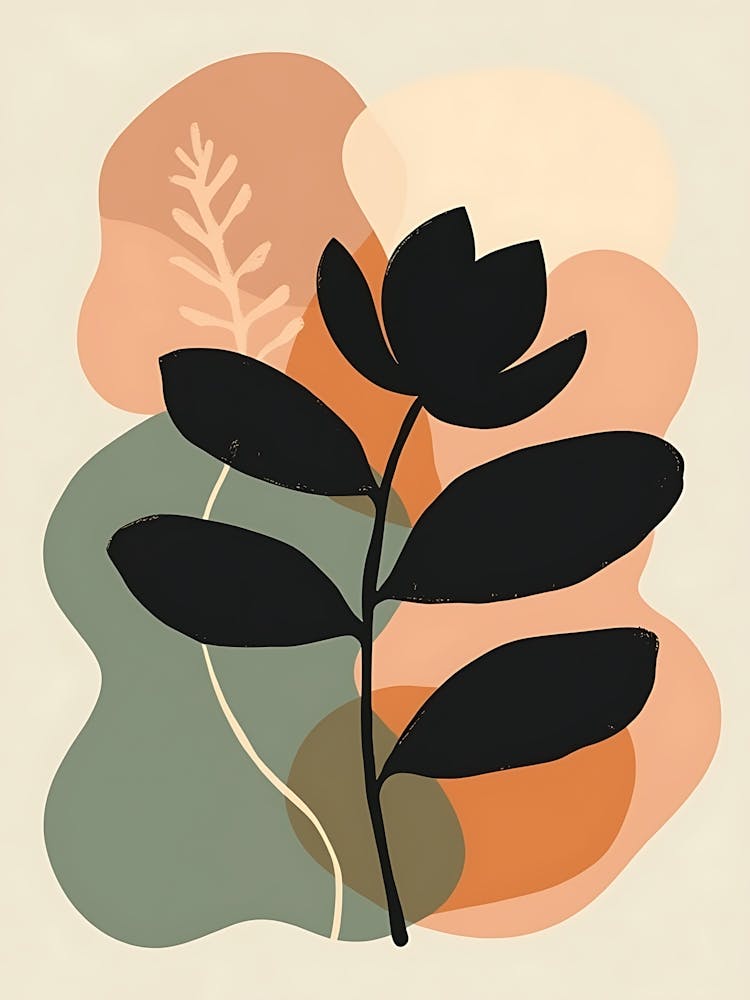 Abstract Floral Shapes in Calming Pastel Palette