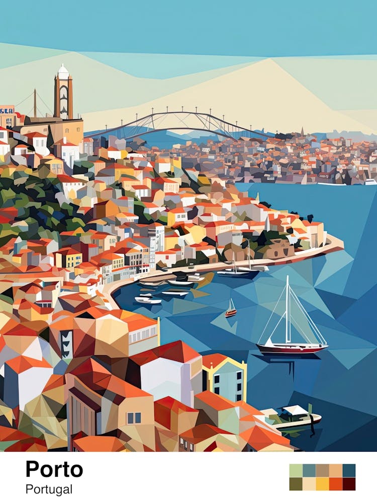 Porto, Portugal, Geometric Illustration 3 Poster