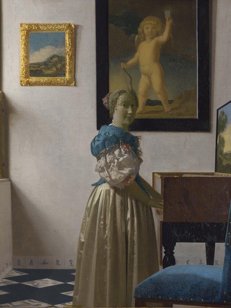 A Young Woman Standing At A Virginal, Johannes Vermee