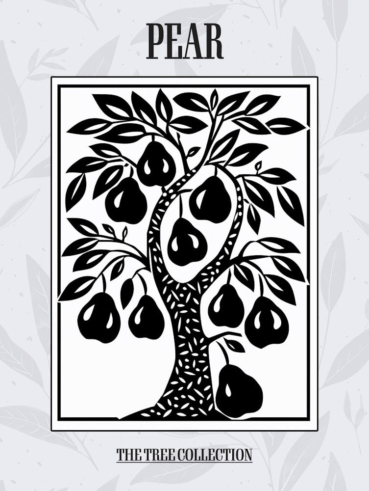 Pear Tree Simple Geometric Nature Stencil 3 Poster