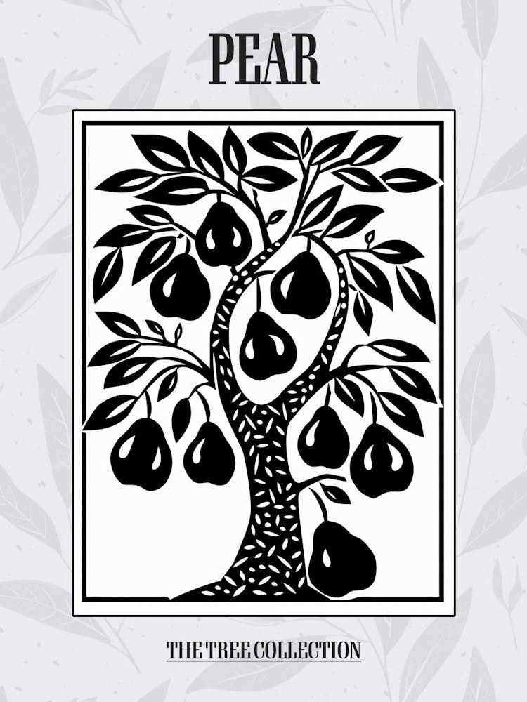 Pear Tree Simple Geometric Nature Stencil 3 Poster