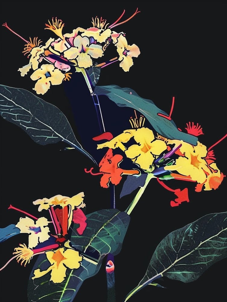 Neon Flowers On Black Lantana 3