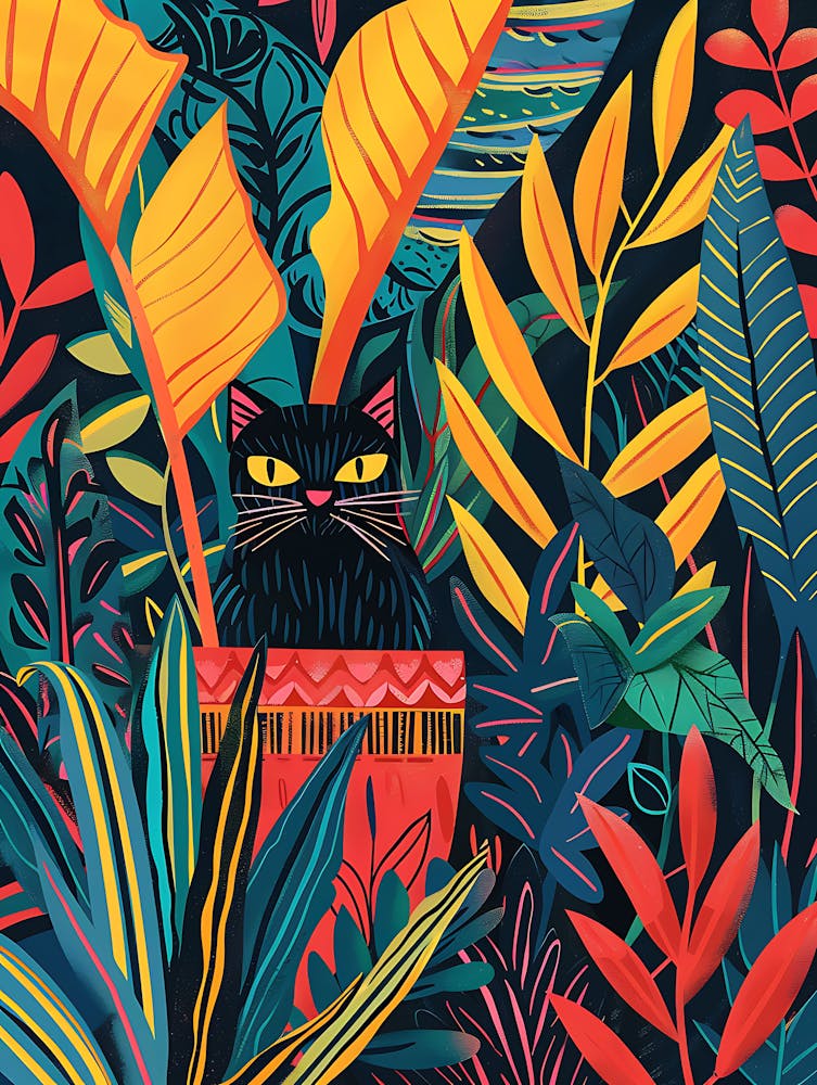 Cute Black Cat in a Plant Pot 4