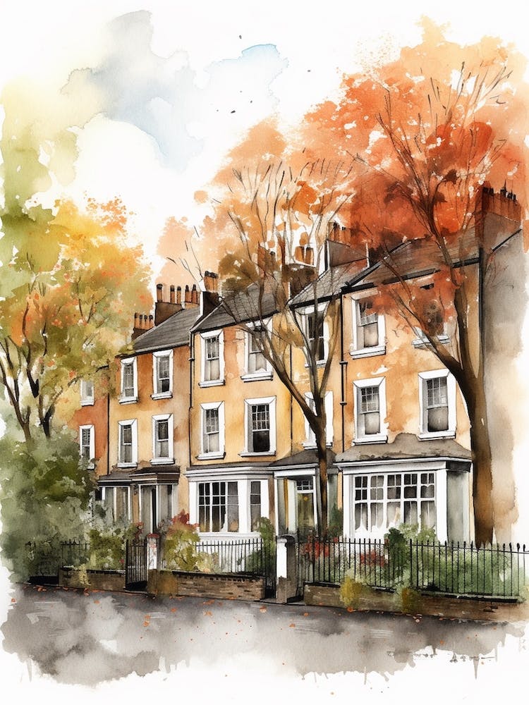 London Fields London Neighborhood, Watercolour 2