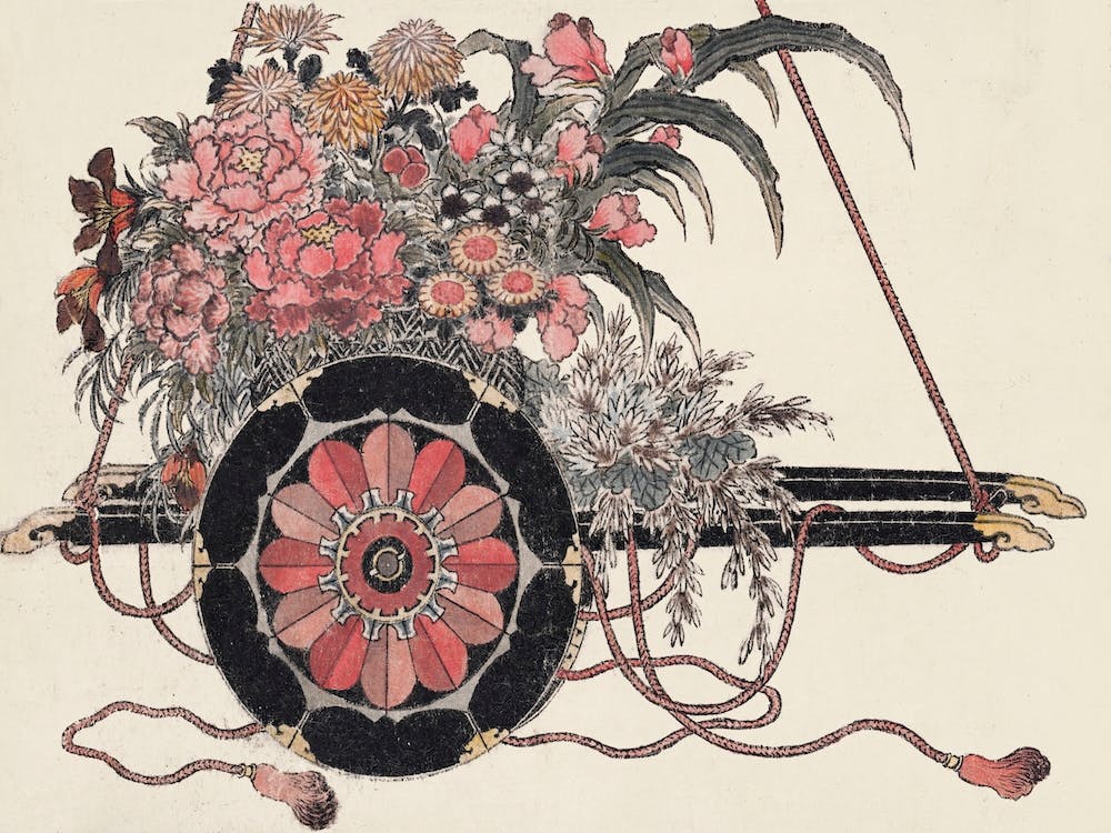 Flower Cart, From Album Of Sketches (1814), Katsushika Hokusai 1