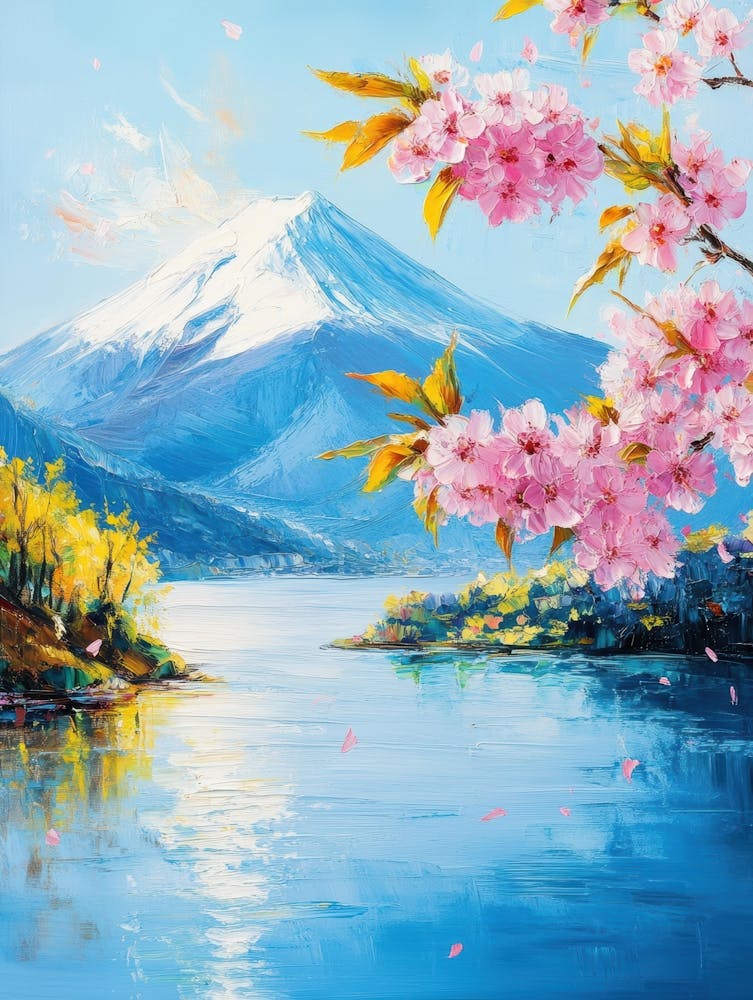 Fleurs de Cerisier Sur le Lac Fuji