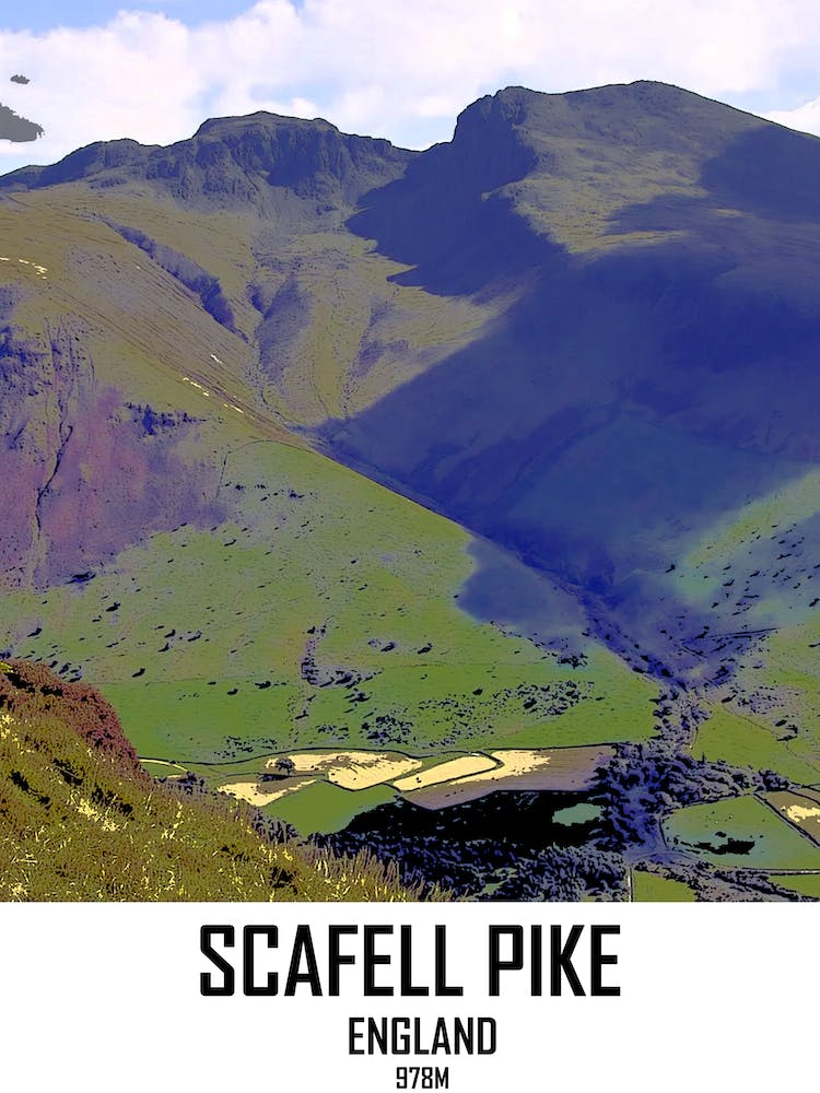 Scafell Pike, Mountain, Lake District, Nature, Art, Wall Print