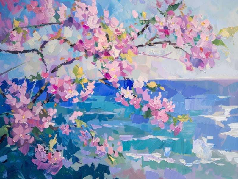 Cherry Blossoms By The Sea