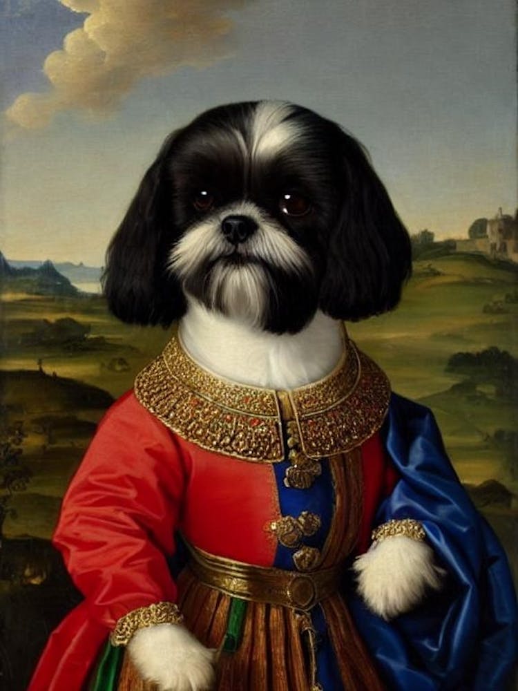 Shih Tzu 2 Renaissance Portrait Oil Painting