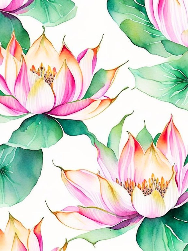 Lotusblumenmuster Aquarell 1