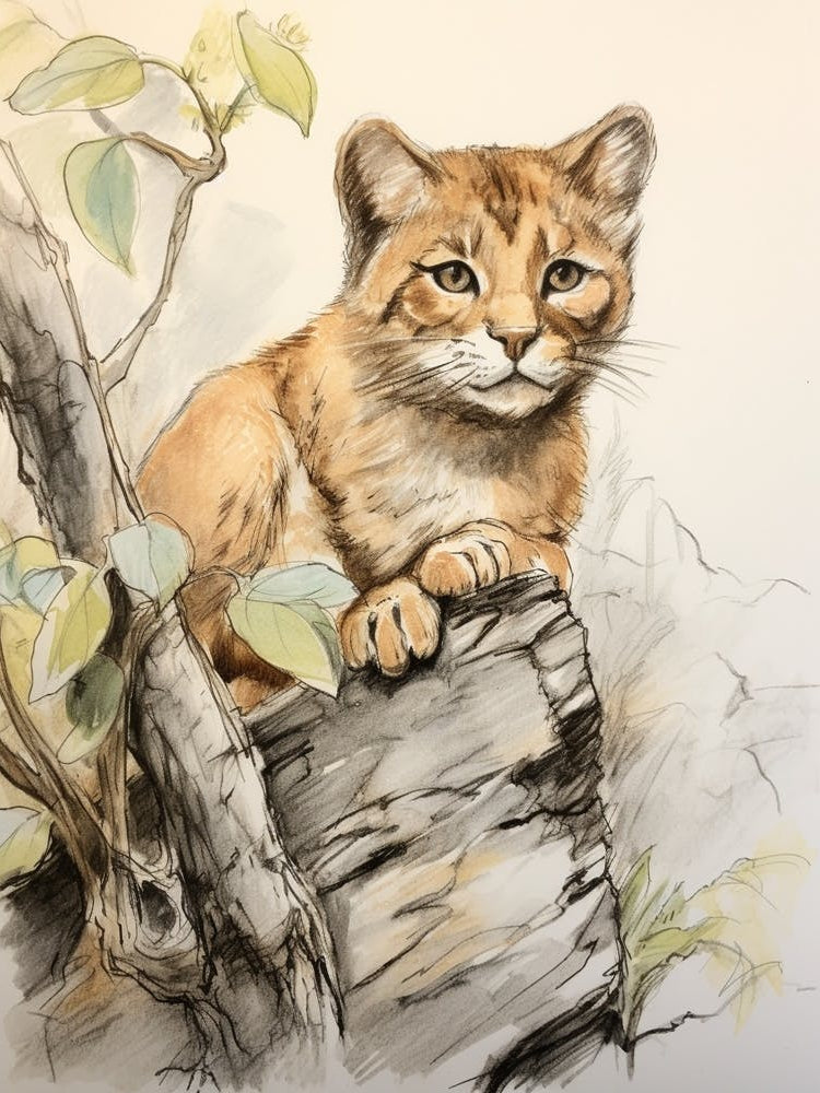 Storybook Animal Watercolour Cougar 3