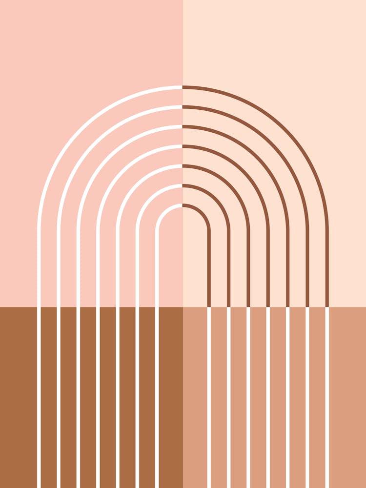 Rainbow Colour Block Line Modern Midcentury Abstract 2