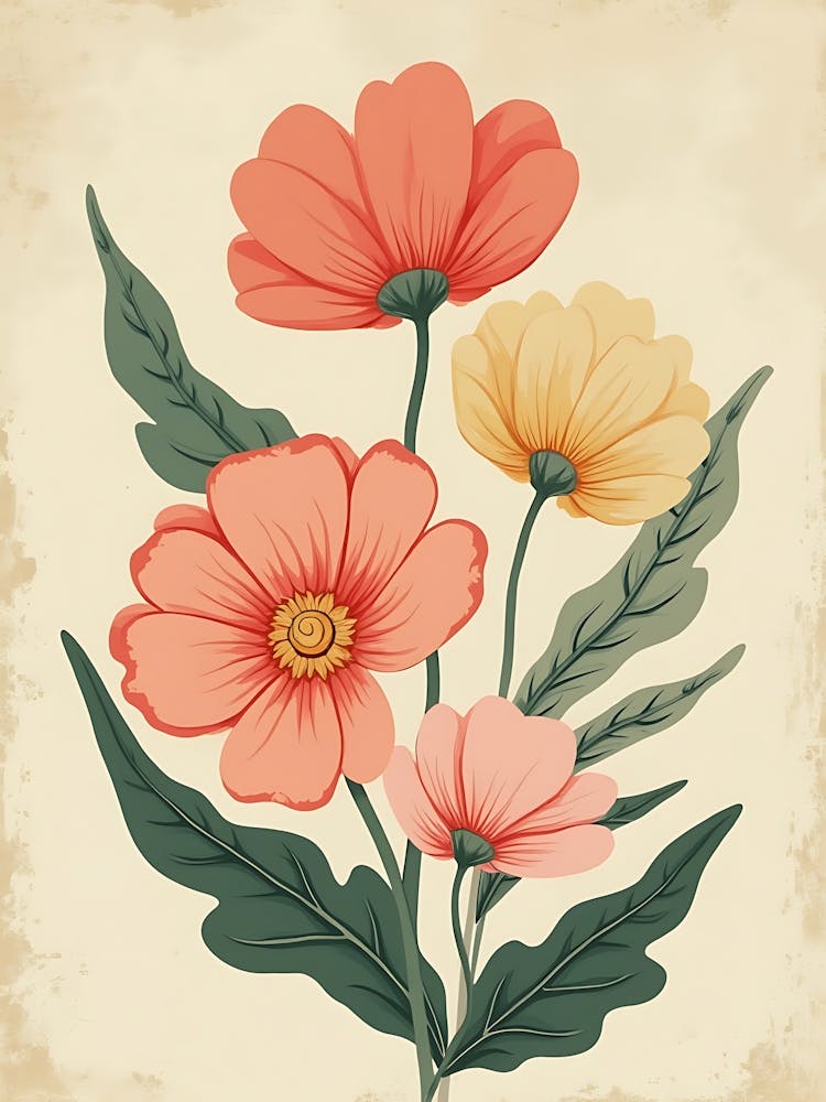 Vintage Flowers Vector 1