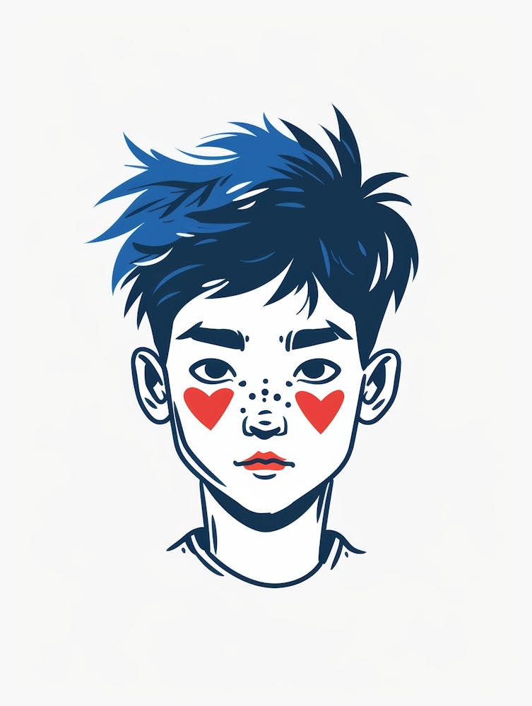 Boy With Hearts On His Face
