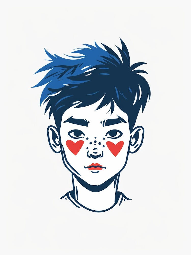 Boy With Hearts On His Face