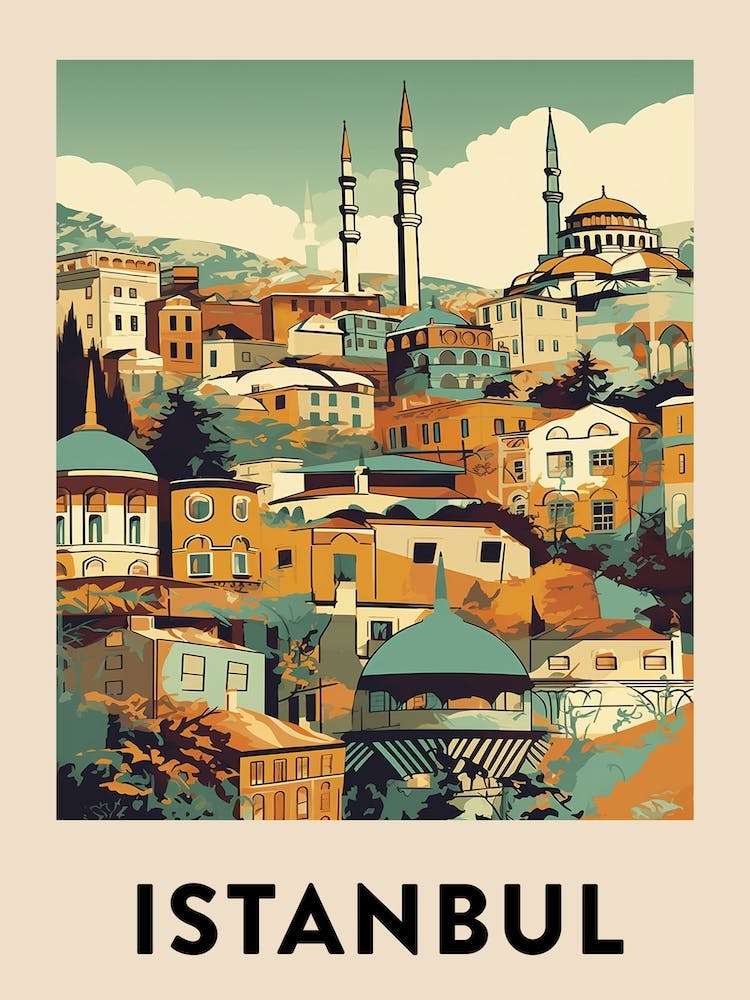 Istanbul 2 Vintage Travel Poster