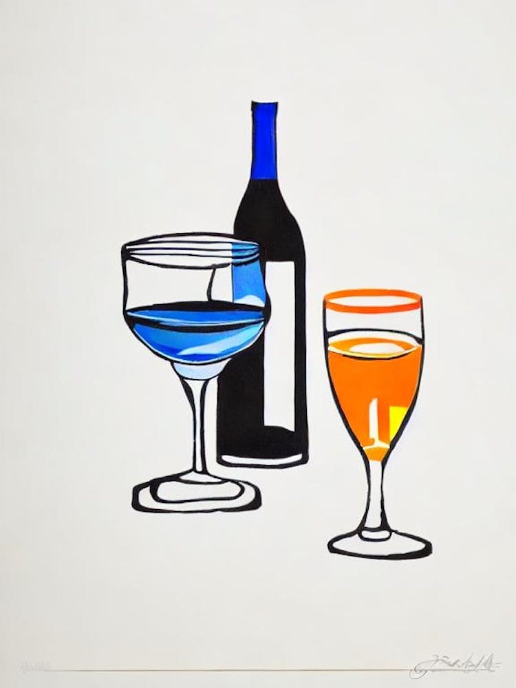 Assyrtiko Picasso 1 Line Drawing Cocktail Poster