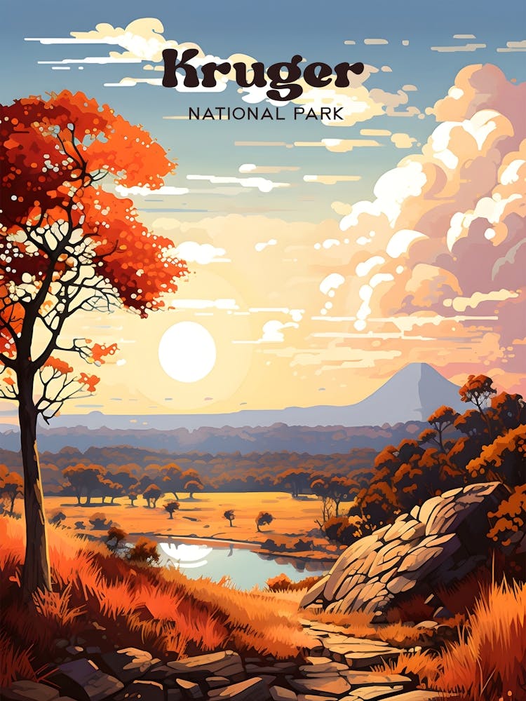 Kruger National Park South Africa Nature Sunset Travel Art