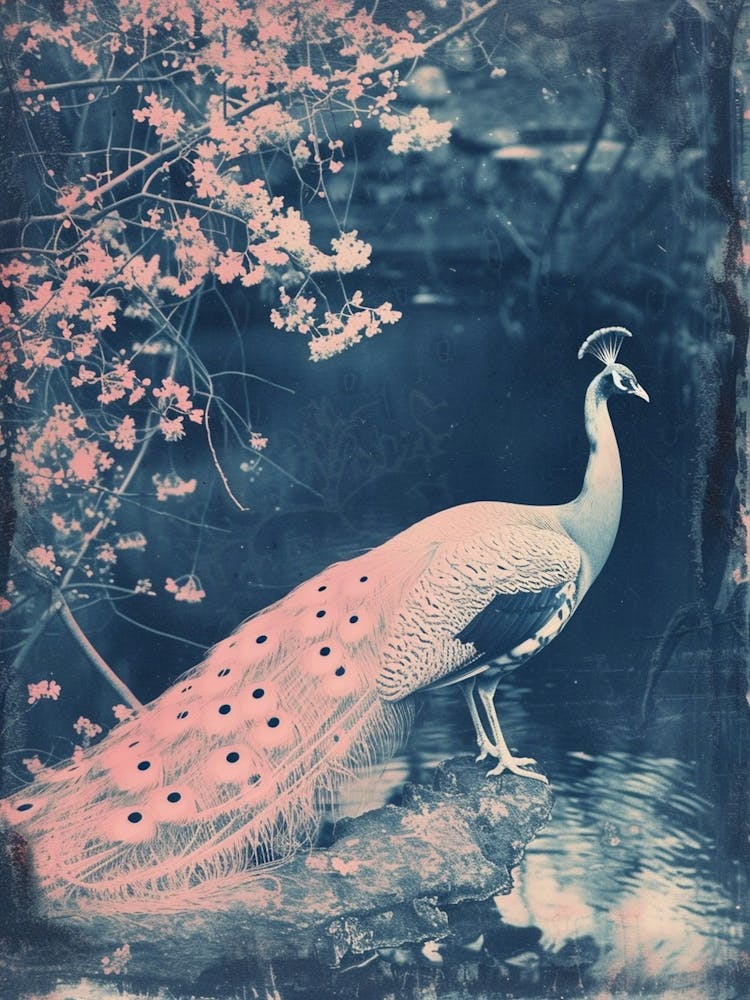 Peacock By The River Cyanotype Inspired 3