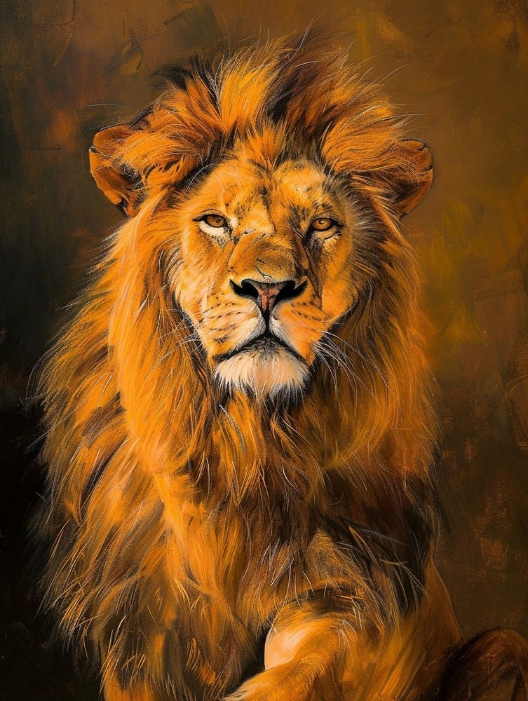 Barbary Lion Symbolic Acrylic Painting 2