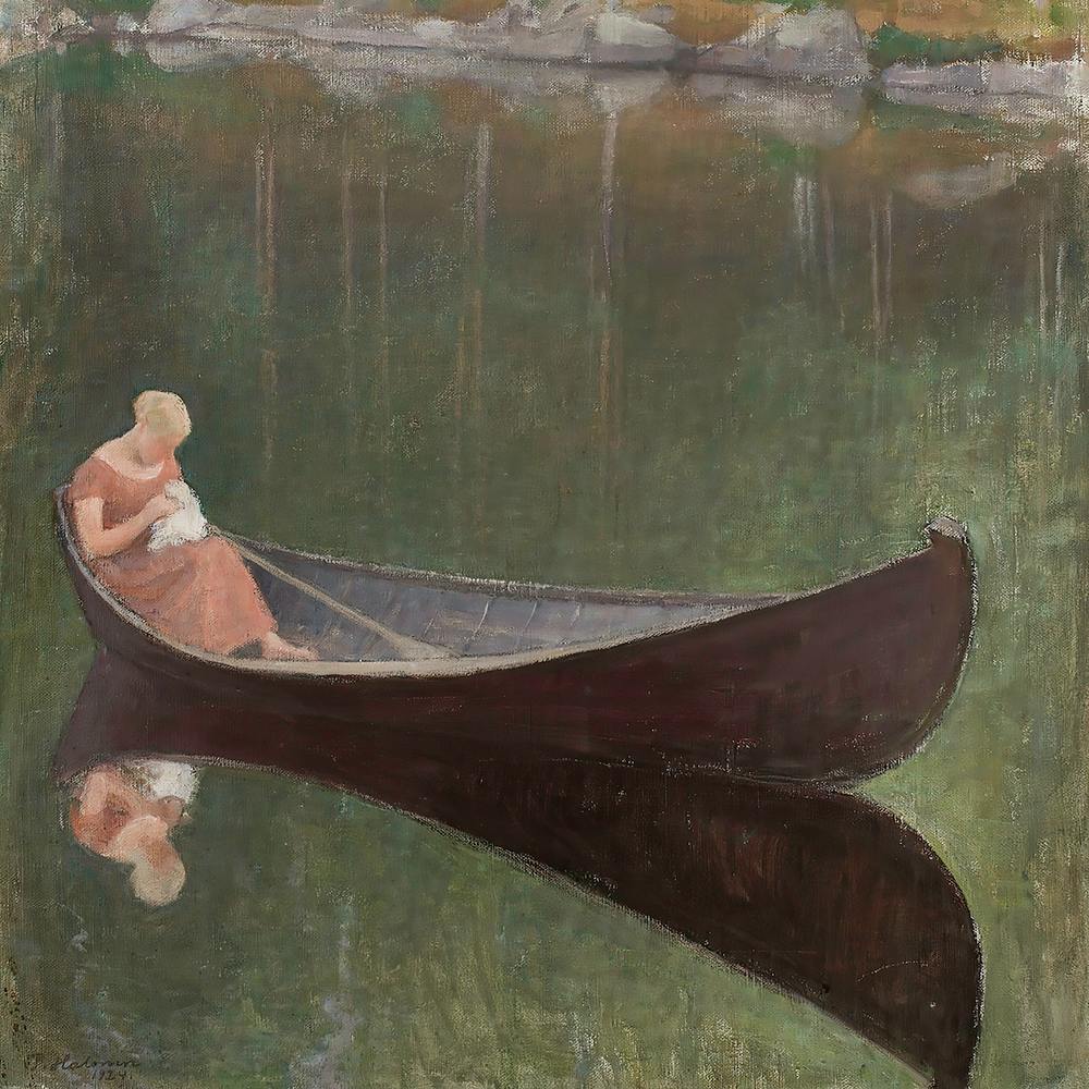 Painting Woman In A Canoe