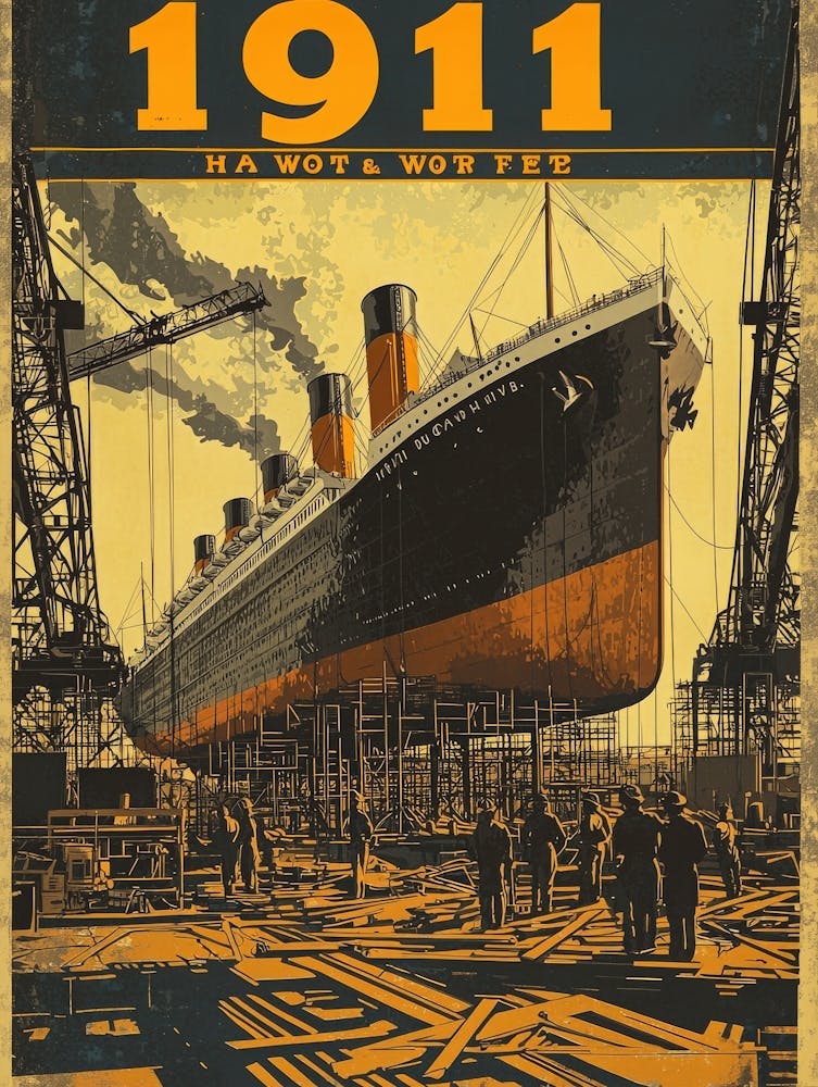 Aihrgdesign Ein Vintage-Ingenieurplakat mit der Titanic 2