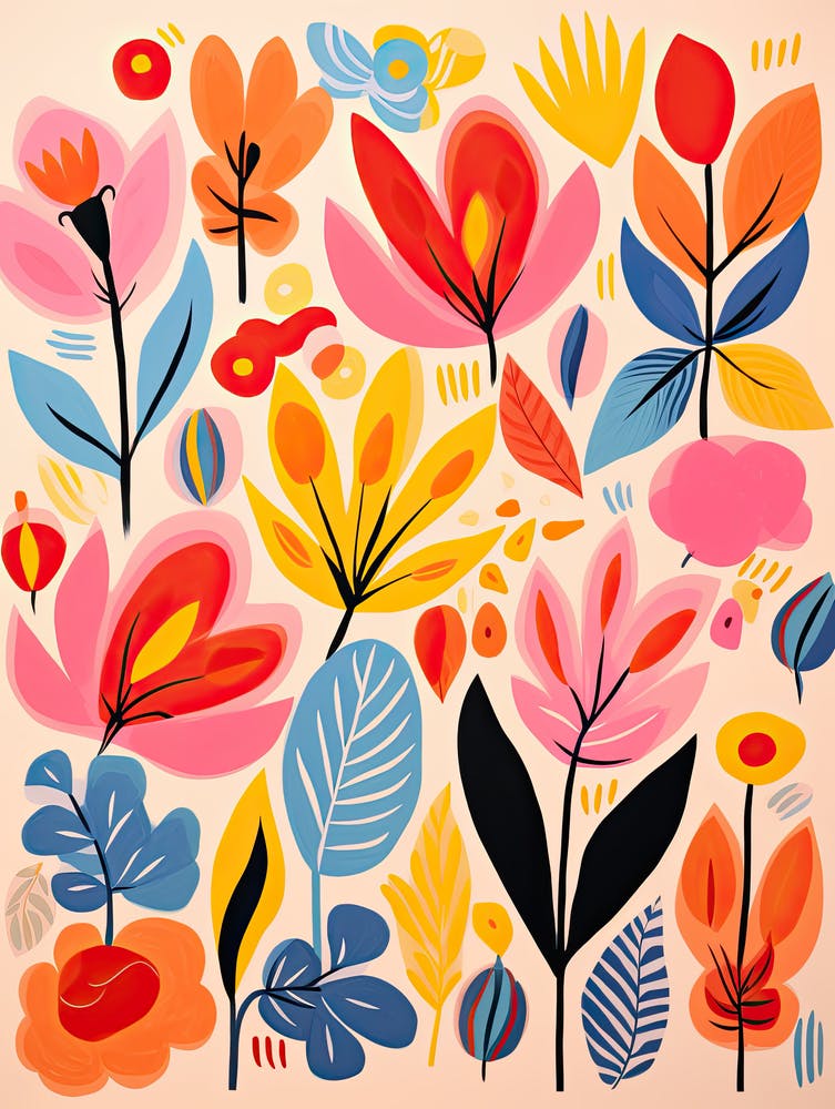 Flowers 25, Matisse style, Floral texture